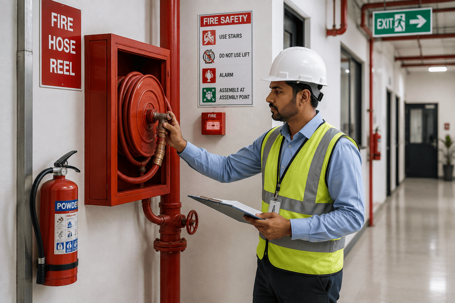 Fire extinguisher mounted on a wall